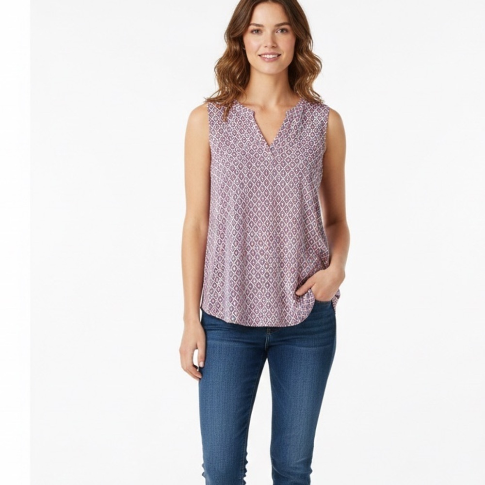 Eddie Bauer Boho Coastal Rayon High-Low Tank Top, Medium
